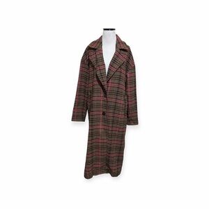Wild fable XS Plaid Long length Coat with Pink Accents